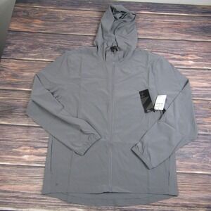 Z Zella NEW Mens Medium Gray Full Zip Hooded Jacket Lightweight Traction Trainin